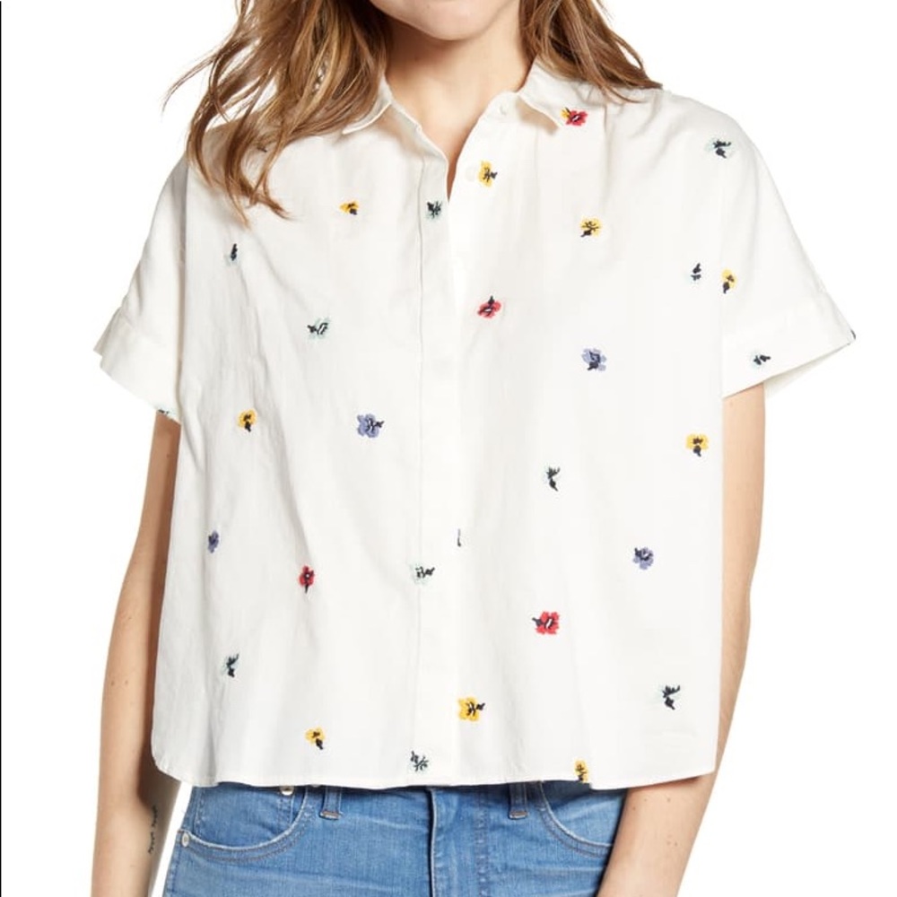 Madewell Cropped Confetti Floral Print Blouse